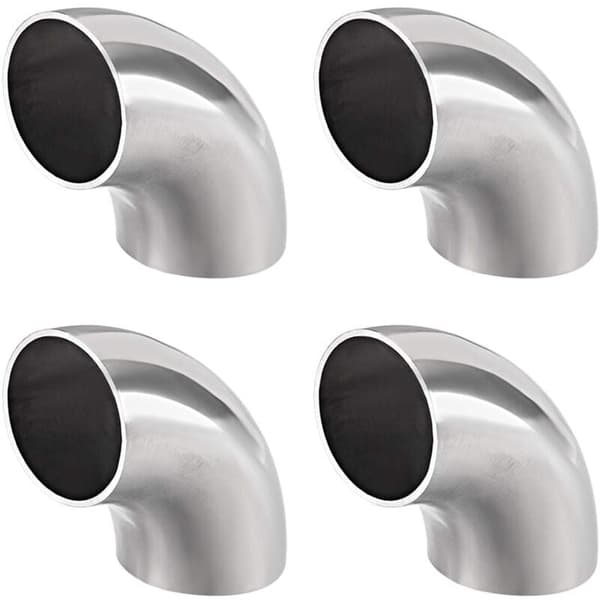 304 Rustfritt stål rørkobling, lang radius, 90 graders stumpsveisbøy, 38 mm utvendig diameter, 1-1/2\" - 4-pakning