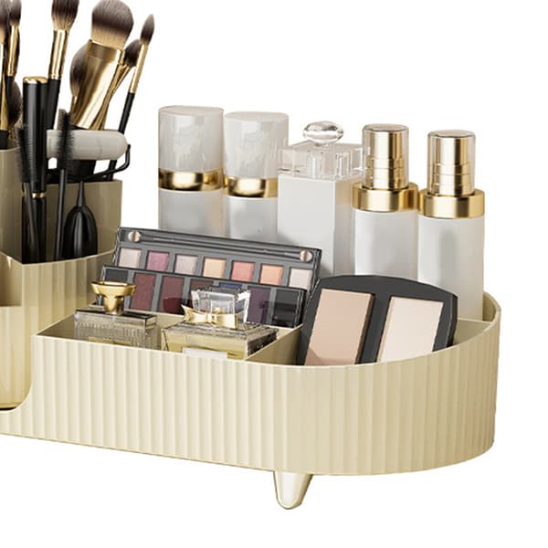 Makeup Storage Organizer Large Capacity Punch-Free Rotatable Partition Cosmetic Storage Box White