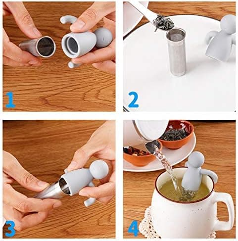 2-pack Loose Leaf Tea Infuser Fine Mesh Tea Strainer with Silicone Handle Stainless Steel Tea Ball for Loose Tea, Grey