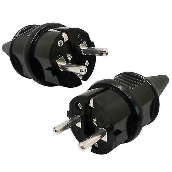 16A Coupling Connector Two Round Pin Plug French Plug Black