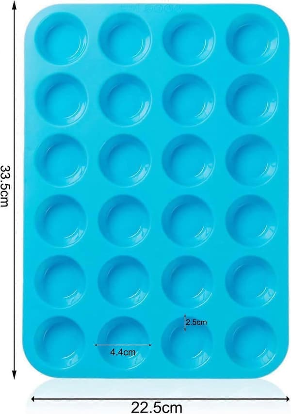 1-pack Mini Silicone Muffin Pan with 24 Cups for Mini Muffins or Cakes, Oven Safe by