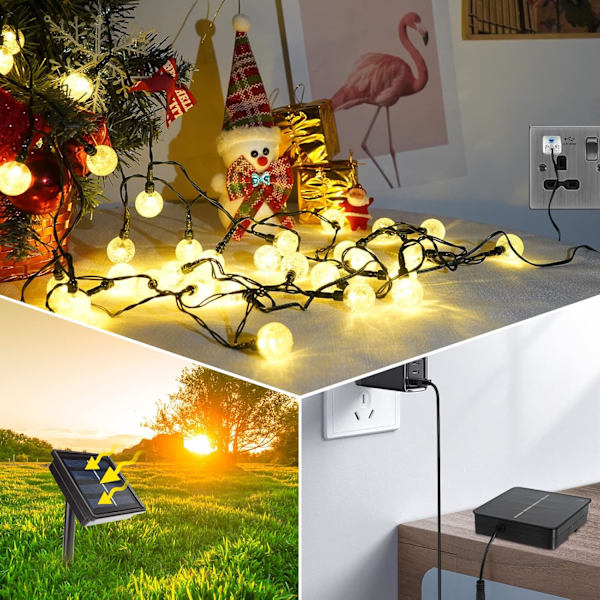 50 LED Solar String Lights, 7m 50 Lights (2.5 Bubbles) - 8 Fu