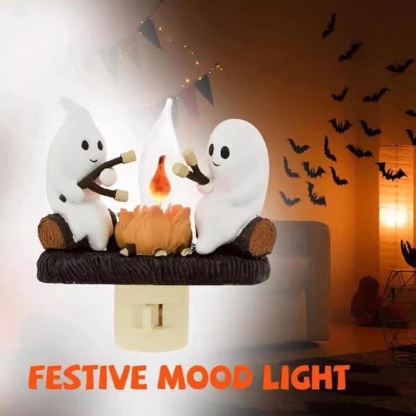 Cute Ghost Flashing Night Light LED Night Light Halloween Decoration Creative Gift 1pc Plug-in Night Light Ornament A A