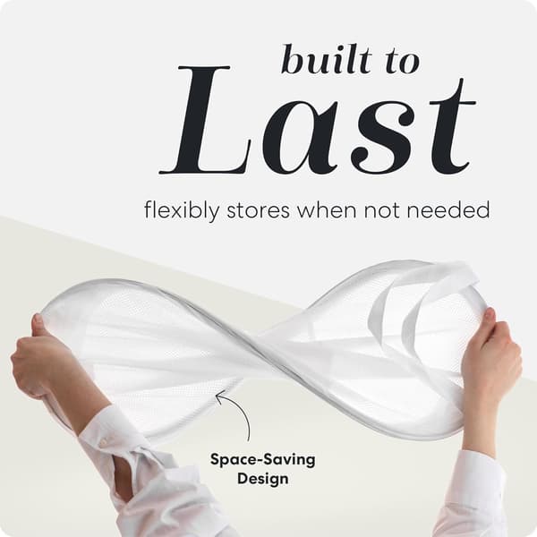 Foldable Laundry Basket 36x58cm Mesh with Wide Opening and Side Pocket Breathable Sturdy Foldable Laundry Basket 2 pcs White