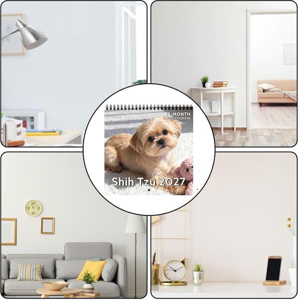 2027 kalender vegg morsom hund ukeplanlegger med dobbel spiral -