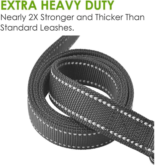 Pet Leash, Large and Medium Dog Leash with Chain, Dog Walking, Traction Rope, Nylon, Double Layer, Thicker, Reflective Dog Leash