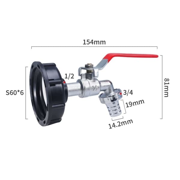 IBC tankadapter 1/2  \" gevindforbindelse, 1000L tankhane regnvandsopsamlingshane