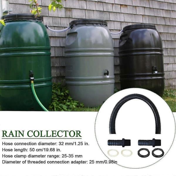 Rain barrel connection set Includes connection hose, rain barrel feed-through, rainwater collector, rain barrel