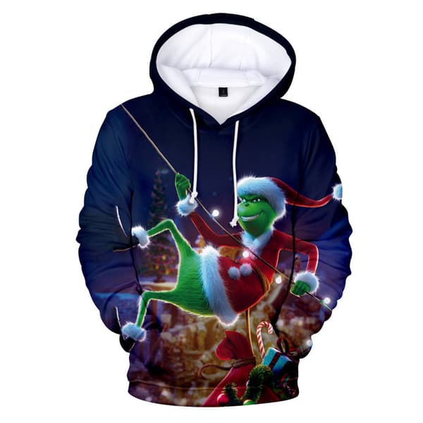 Herr Grinch Hettegenser 3D-trykt Genser Julehettegensere A-FA- A L L A L A