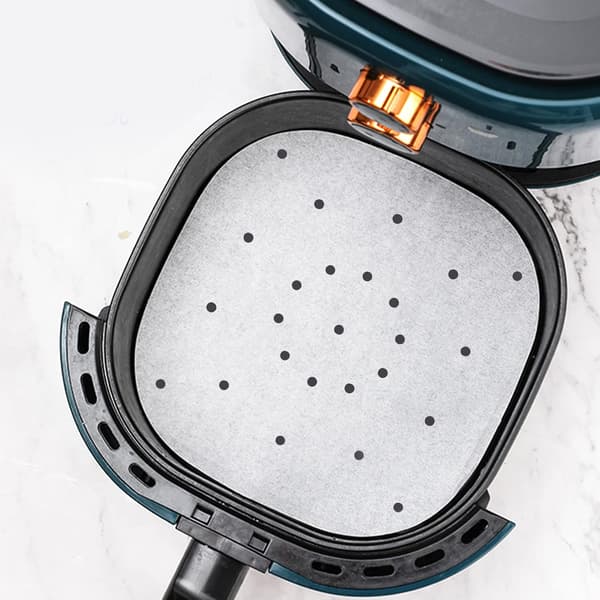200 stk. bagepapir til Airfryer, 22 cm perforeret bagepapir, firkantet dampkogerpapir til Airfryer, dampkurv