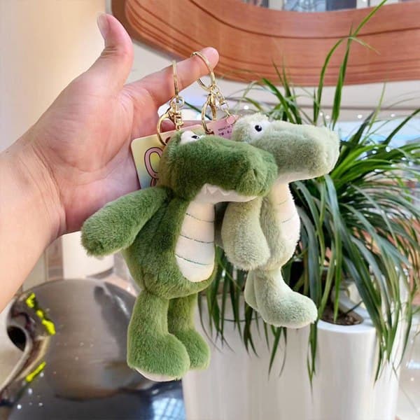 Mini Plush Small Crocodile Animal Pendant Soft Comfortable Skin-friendly Plush Doll for Students Backpack Decoration 1pc Dark Green