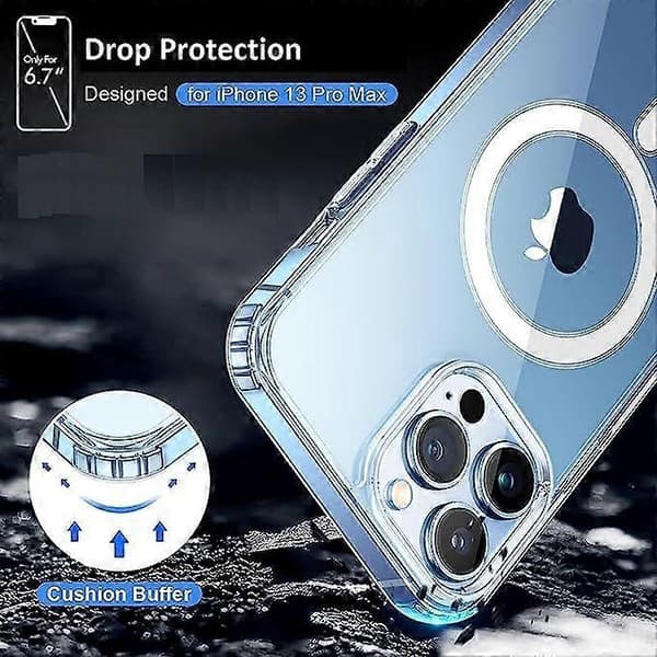 iPhone 12 Pro Clear Case, Compatible with MagSafe and Wireless Charging, Protective and Shockproof Design, Magnetic Slim Case.