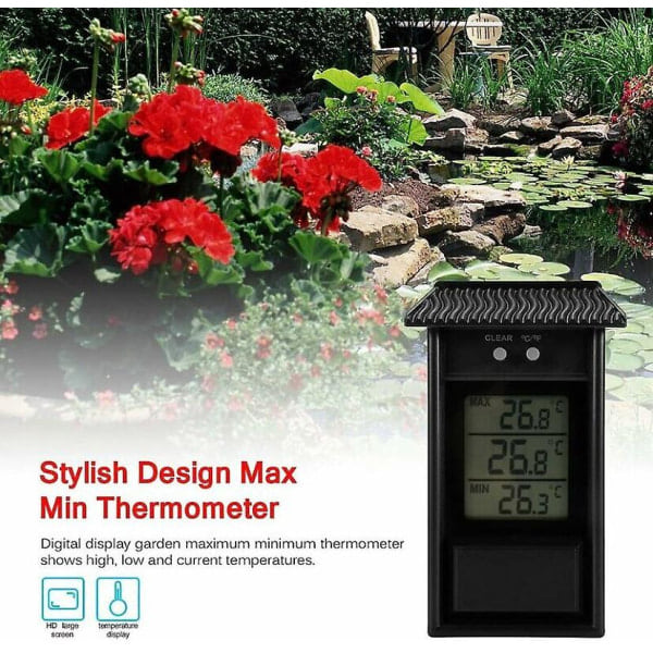 Digital drivhustermometermonitor, vandtæt mindste opløsning 0,1c, temperaturområde -20 - 50c, vægmonteret batteri