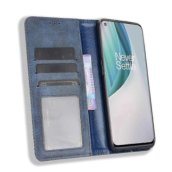 Fodral för OnePlus Nord N10 5G Ställ Skydd Magnetisk Stängning Läder... [DB] Blå Blue