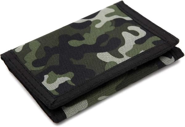 Rfid Trifold Canvas Kamouflage Plånbok för Män, Mini Myntväska, Grön, Storlek Liten Grön -