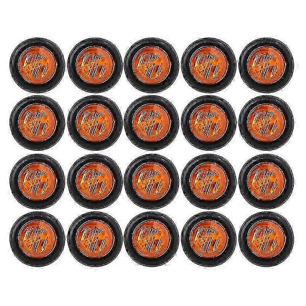 20x 3/4 tommer 3LED sidemarkeringslys trailer lastbil blinklys frigangslys gul