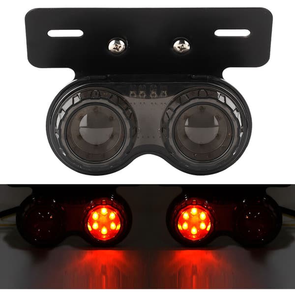 12V rund motorsykkel LED brems baklys baklys, universelle modifiserte tilbehør, røkfarget linse