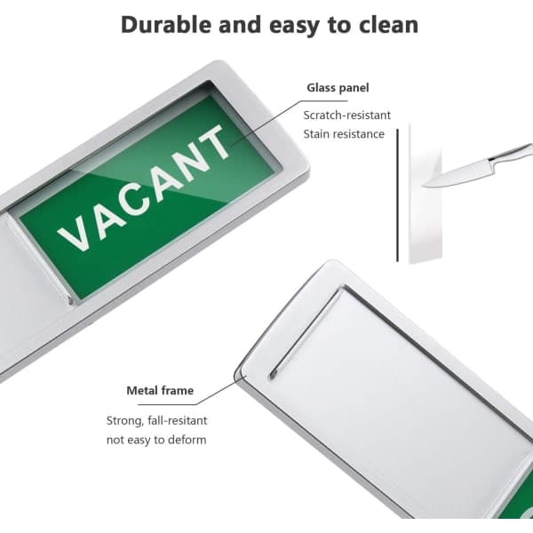 IC Vacant Occupied Sign, Vacant Occupied Door Sign Sliding Door Indicator Shows Room Vacant Or Occupied, 7' x 2' - Silver