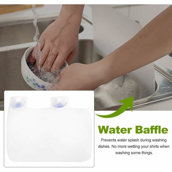 Silicone Splash Guard with Suction Cups for Kitchen and Bathroom Sinks (Transparent) - MODOU