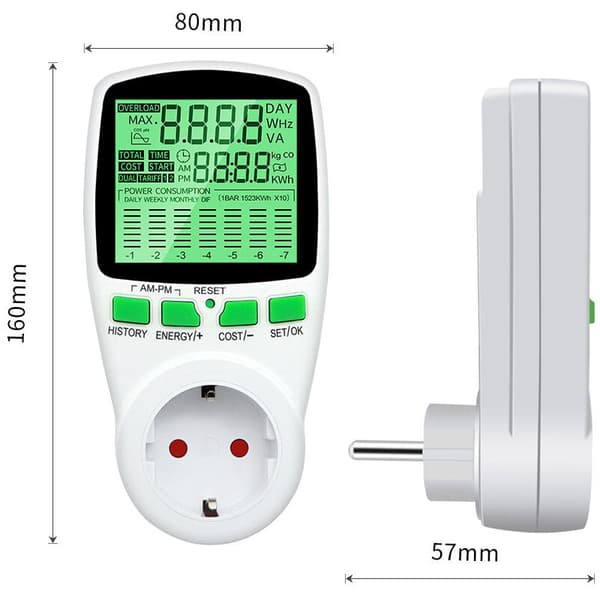 Wattmeter Elektrisk Energimåler Effektmåler Fakturering Uttak, Strømmåler Uttak Multifunksjonell Effektdetektor