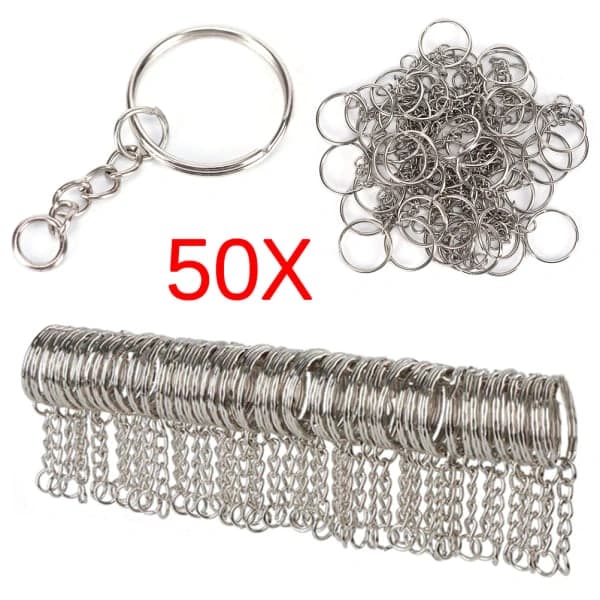 50 ST 25mm Polerte Sølv Nøkkelringer Delt Ring Kort