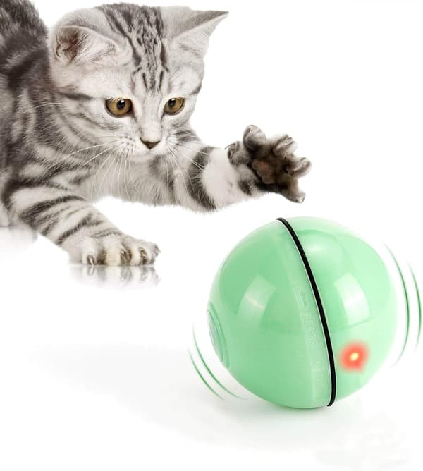 Cat Toy, Toy Ball with LED Light, 360 Degree Automatic Rotation
