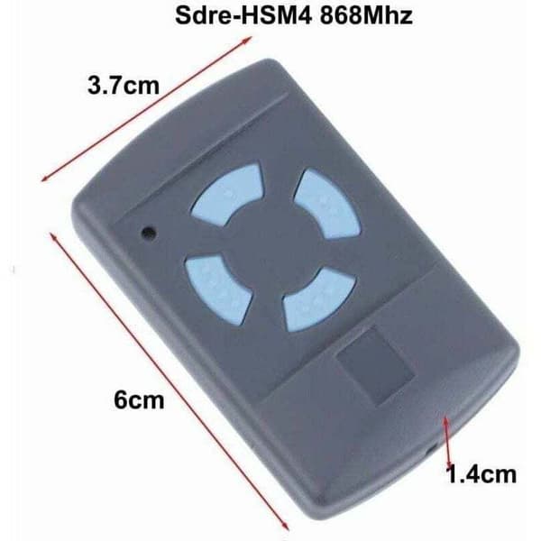 Garage Remote Control Sdre HSM4 868 MHz, 4 Buttons, Blue, Compatible with Hormann 868 MHz HS4 HSM2 HSP4 HS1, 1-pack