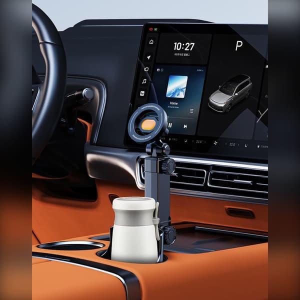 Multifunctional Cup Holder Stand Compatible with MagSafe, N52 Strong Magnet, 360° Adjustable, Extendable Arm and Ball Joint for Car