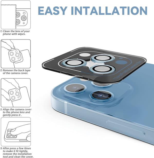 Rear Camera Protector Alpine Blue Compatible with iPhone 13 Pro and iPhone 13 Pro Max, [Aluminum Alloy], Full Coverage and 9H Hardness Camera Lens Protector