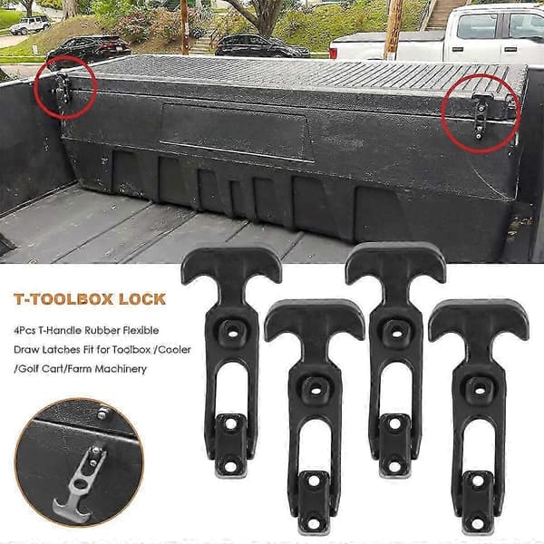 4 pcs T-handle Rubber Flexible Draw Latches Fit for Toolbox/Cooler/Golf Cart/Agricultural Machinery T-Toolbox Latch