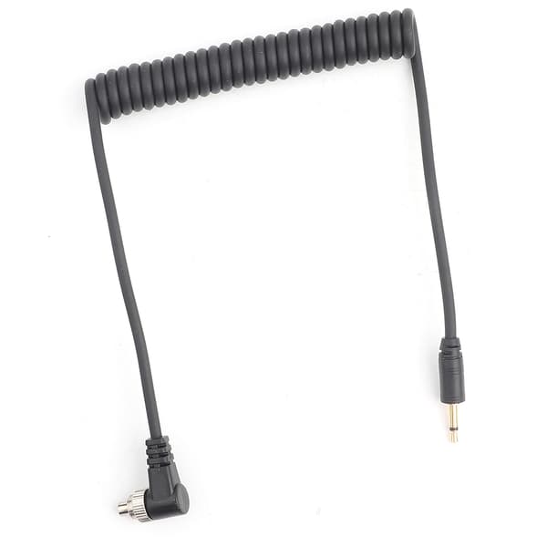 2,5 mm til hann Flash PC-synkroniseringskabel med skruvlås, forlenget spiralkabel