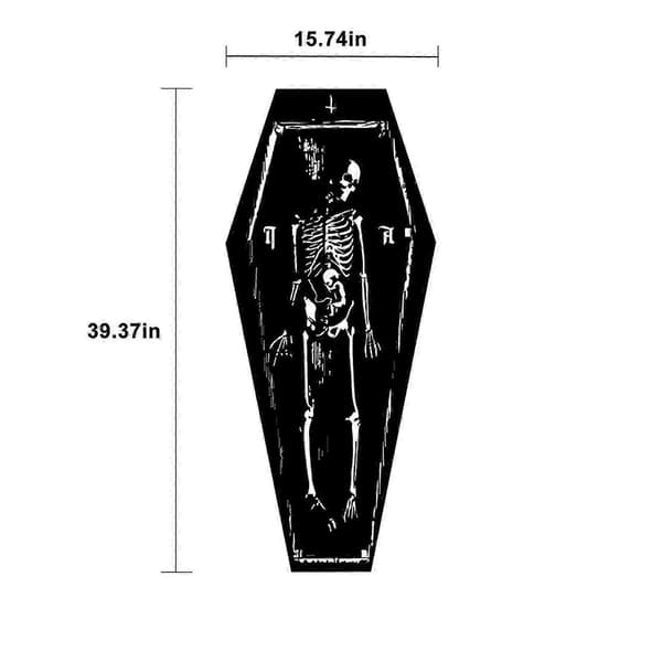 2025 Halloween Decorations Outdoor Gothic Carpet Coffin Mat, Black Mat, Super Absorbent Quick Drying, Non-Slip Rubber Backing