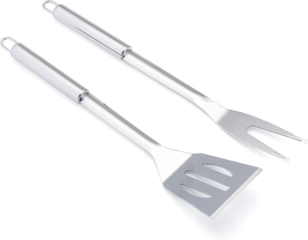 3-delt grillbestik i rustfrit stål med taske