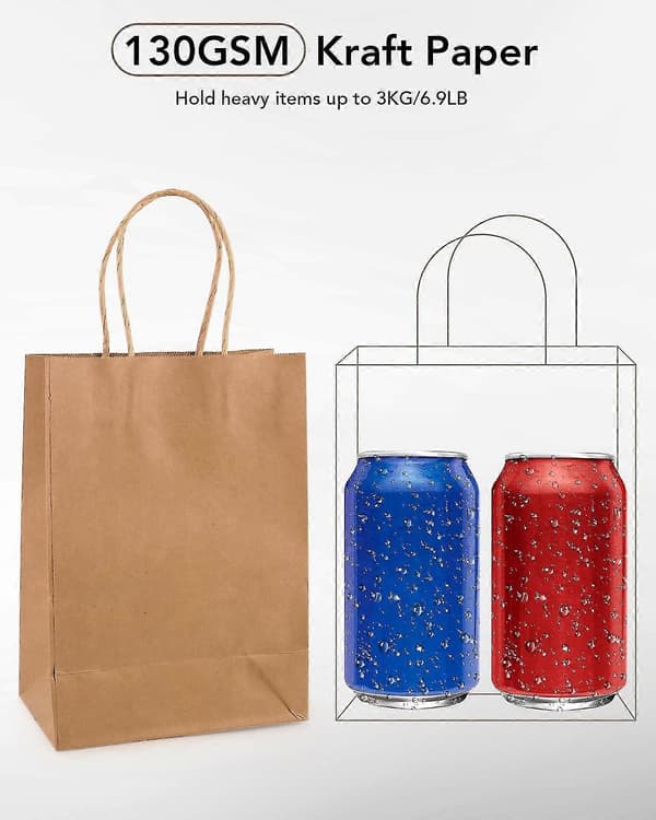 Papperspåsar med handtag 30-pack, presentpåsar, 15x21x8cm (brun)