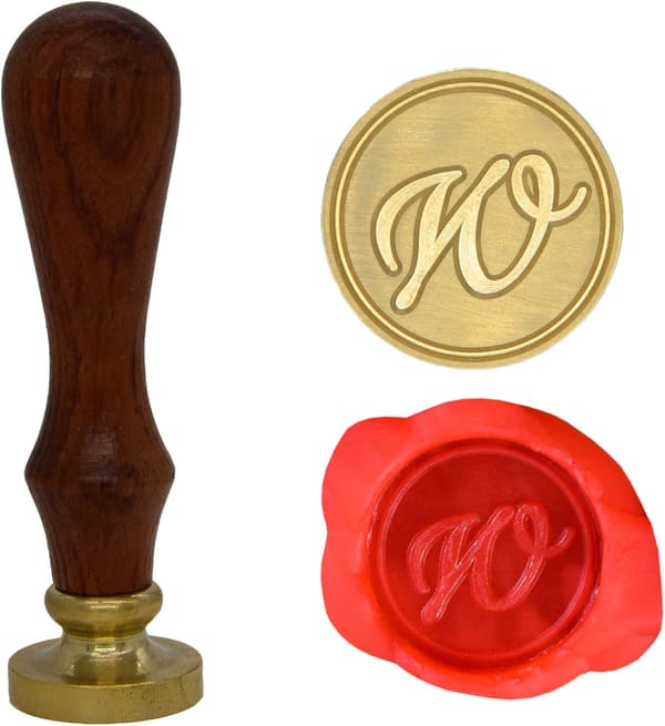 Voksseglstempel bokstav A-Z, alfabet initialseglstempel for jule- og takkekort, bryllupsinvitasjon W-S-2 (bokstav W) -