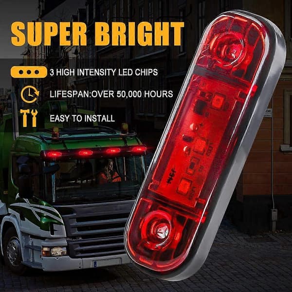 4 stk. LED Forreste Bageste Sidemarkeringslys 12V til Lastbil Autocamper Campingvogn Markeringslys (Rød)