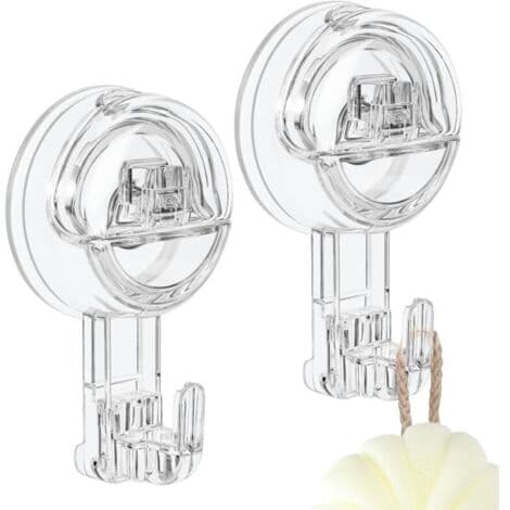 Suction Cup Hooks, 2 Pieces, Transparent, Removable, Robust, 3 kg, Nail-Free, for Bathroom, Kitchen, Window, Bathrobe