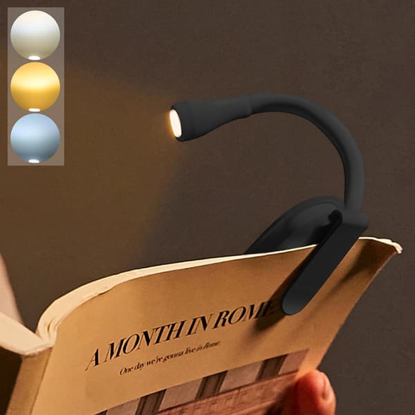 Book Light, Rechargeable Clip-on Reading Light, Adjustable Brightness