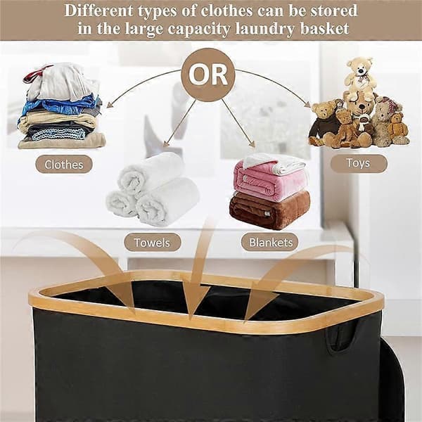 110L Laundry Hamper with Handles and Lid, Basket Organizer with Removable Inner Bag for Clothes and Toys