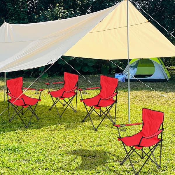 Campingstol, pustende, komfortabel, sammenleggbar, rød, oppbevaringspose inkludert