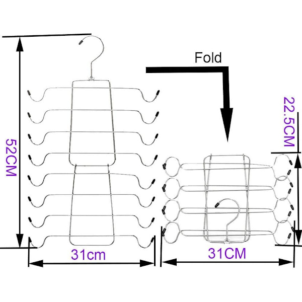 Folding Wardrobe Storage Rack Space Saving Hangers