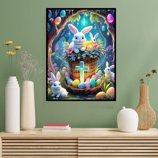 Påske Diamantkunst Sæt til voksne, Diamantmaleri Sæt til voksne, 5D DIY 12x16tommer