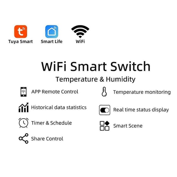 Tuya WiFi Temperatursensor 2.4G WiFi Temperatursensor Smart med Temperatur Vit B Hvid White B