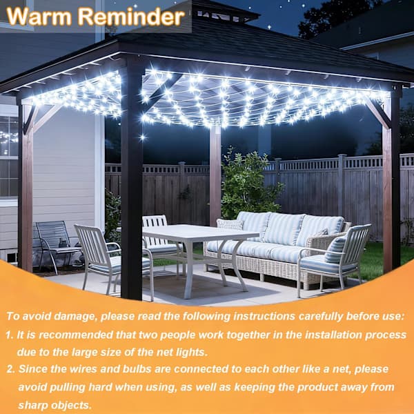 3 x 3 m Solar String Light with 280 LEDs, USB Powered, 8 Modes on Clear Wire for Bushes, Patio, Gazebo, Christmas, Holidays, Cool White Cool White