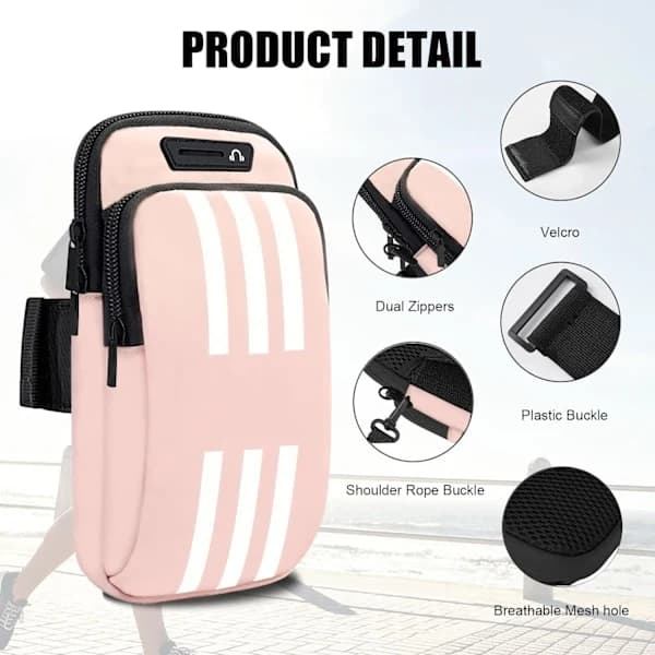 Telefonholder til løbearmbånd Mobiltelefon Crossbody Tasker til Kvinder Børn (Pink)
