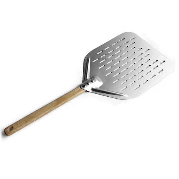 12-tums pizzaspade med trähandtag, non-stick, perforerad pizzaspade, pizzaspade, bakverktyg (FMY) As Shown