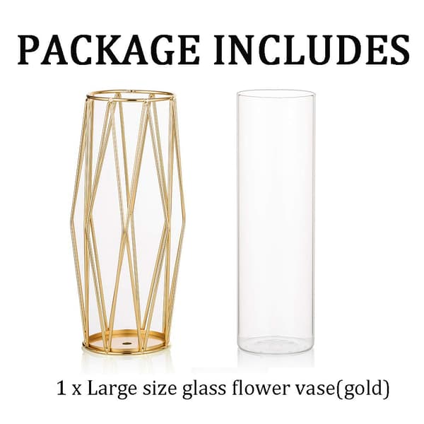 Glasvase til blomster guld, moderne store vaser til Pampas