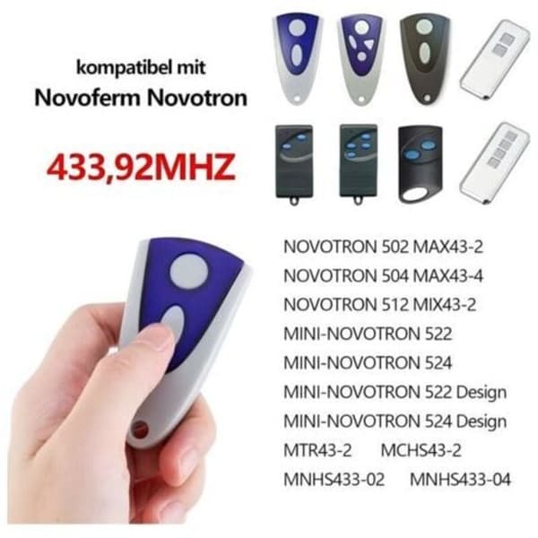 2 pieces Novoferm Novotron 502 MAX43-2 Remote Control, 433.92 MHz
