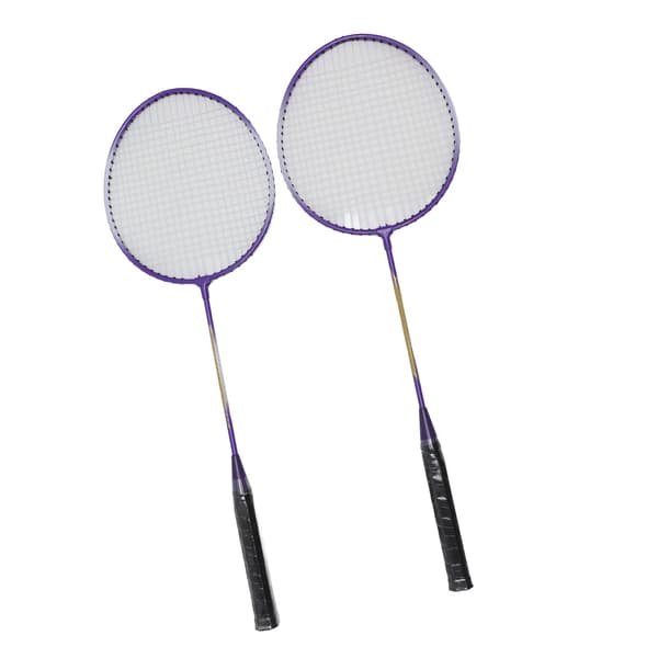 2 Pcs Iron Alloy Badminton Rackets with Non-Slip Handle, Purple Badminton Racket Set for Beginners, Students, Professionals