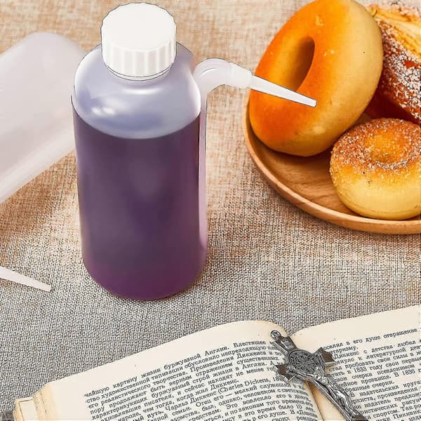 5 Pieces Communion Cup Filler Plastic Squeeze Bottles, Drip-Free, Squeezable, with Side Straw, Kr
